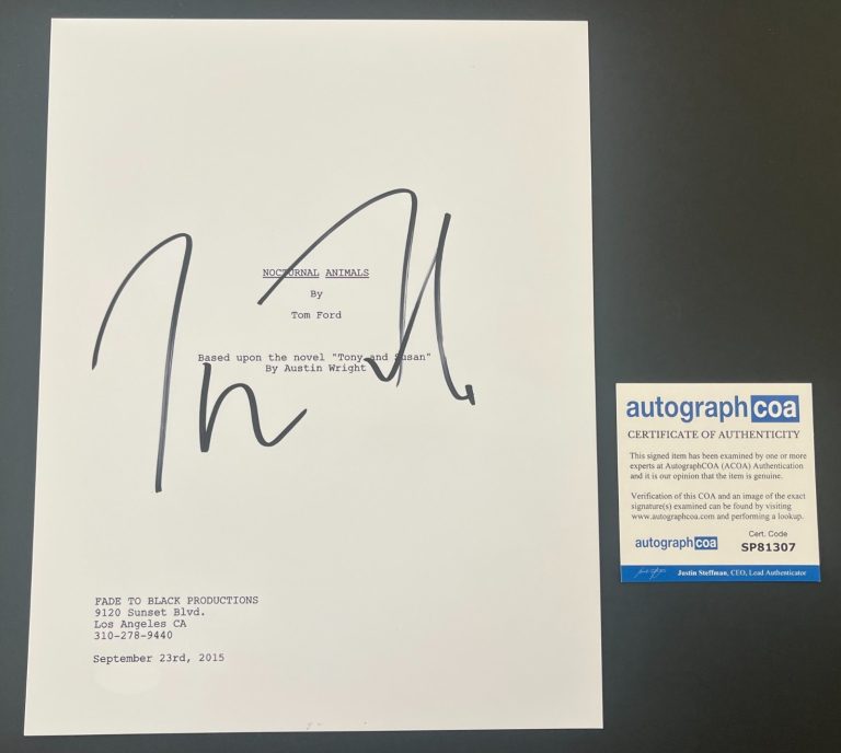 TOM FORD SIGNED AUTOGRAPH NOCTURNAL ANIMALS FULL 110 PAGE MOVIE SCRIPT & COA