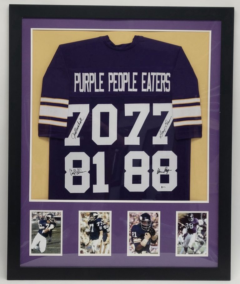 Purple People Eaters Signed Framed Jersey Page Marshall Eller Larsen Beckett