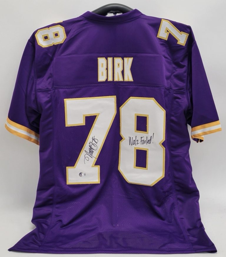 Matt Birk Signed Inscribed Walz Failed! Custom Purple Jersey Vikings Beckett