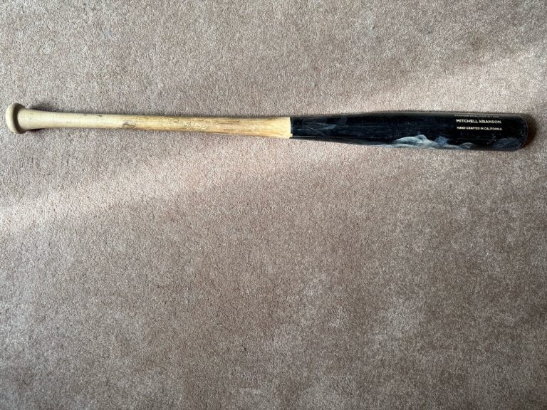 Mitchell Kranson Used Cracked Pro Maple 243 Bat Custom California Flag Knob
