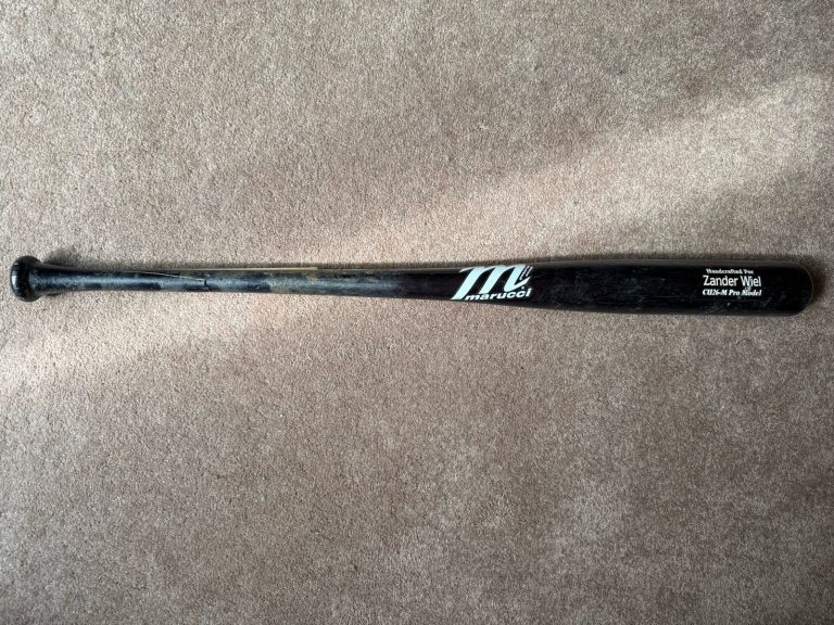 Zander Wiel Used Cracked Marucci CU26-M Pro Model Maple Bat Bone Rubbed Twins