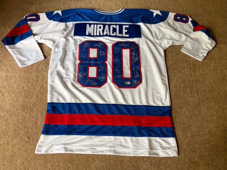 1980 Miracle on Ice Signed USA Hockey Jersey 19 Sigs Eruzione Craig Beckett