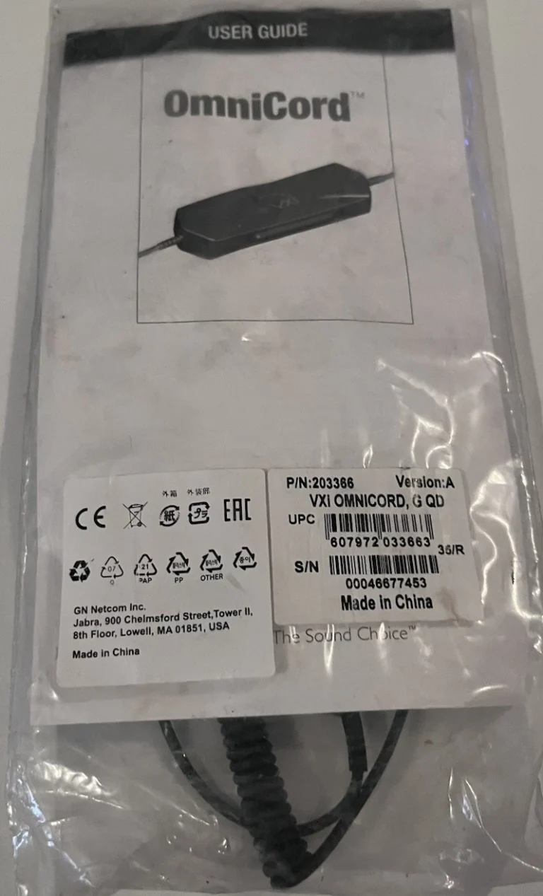 New VXi OmniCord-G QD 203366 Version A