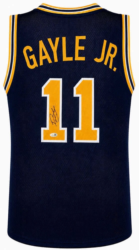Roddy Gayle Jr. Signed Navy Custom College Basketball Jersey - (JSA COA)
