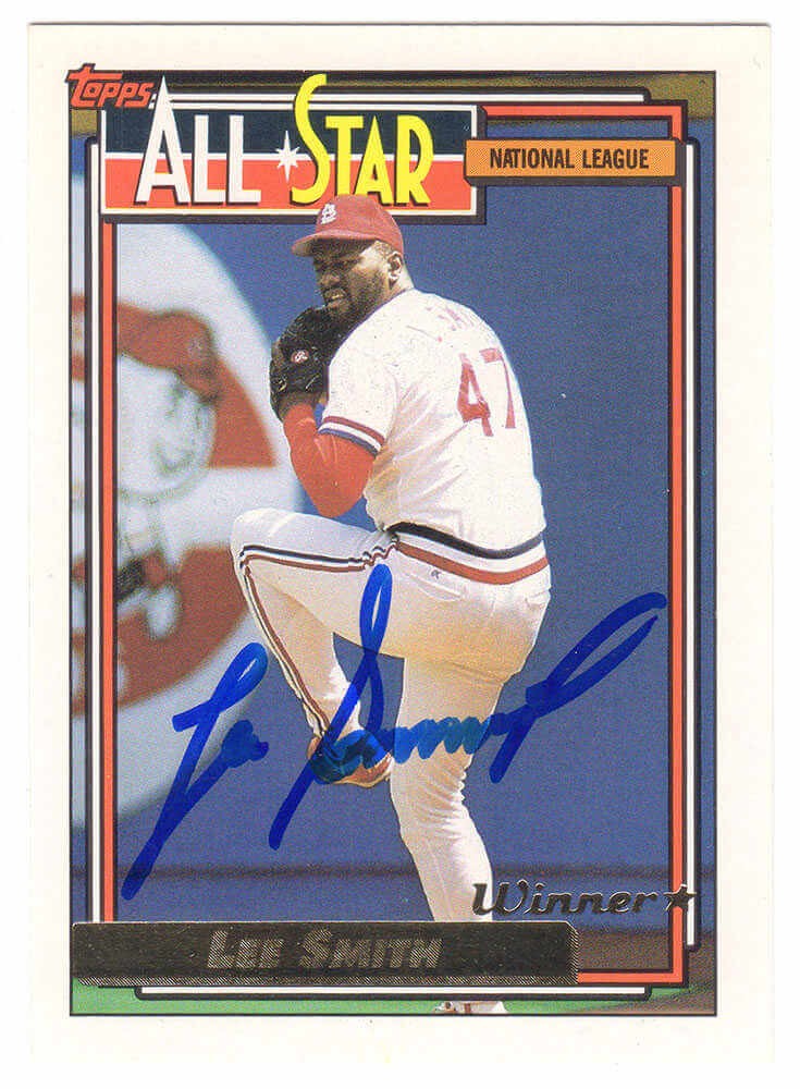 Lee Smith Signed Cardinals 1992 Topps GOLD All Star Baseball Card #396 -(SS COA)
