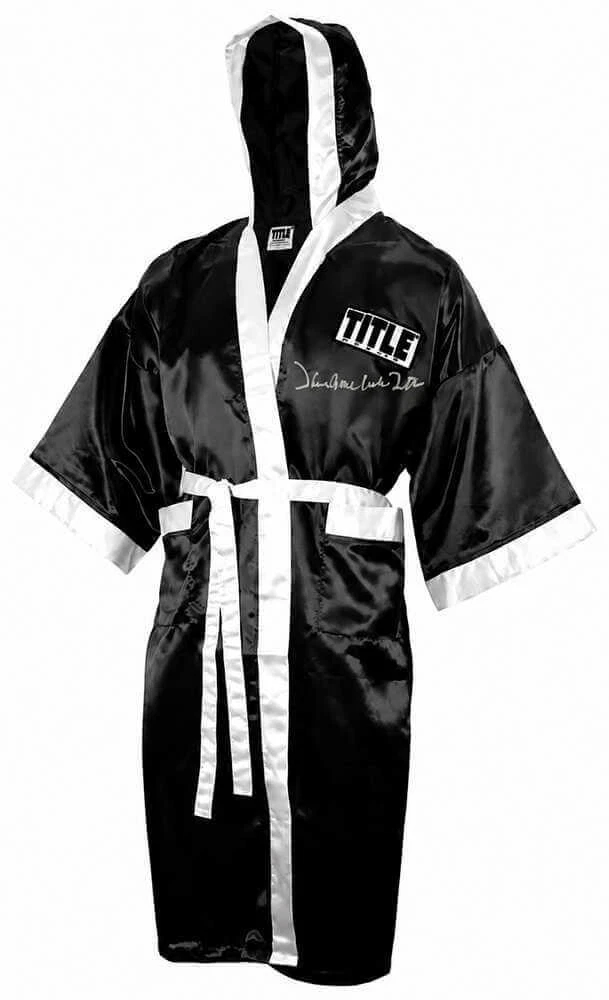 James 'Bonecrusher' Smith Signed Title Black Full Size Boxing Robe -SCHWARTZ COA
