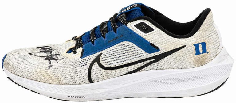 Christian Laettner Signed Duke Nike White & Blue Shoe - (Left Foot) - (SS COA)