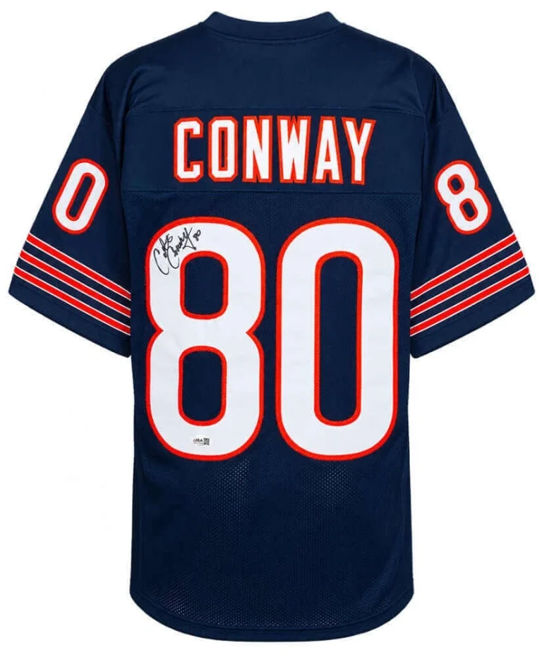 Curtis Conway (BEARS) Signed Navy Custom Football Jersey - (JSA COA)