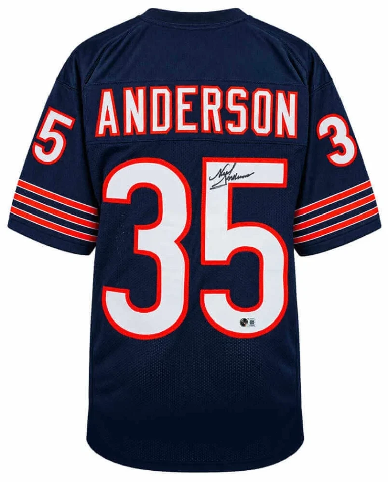 Neal Anderson (BEARS) Signed Navy Custom Football Jersey - (BECKETT COA)