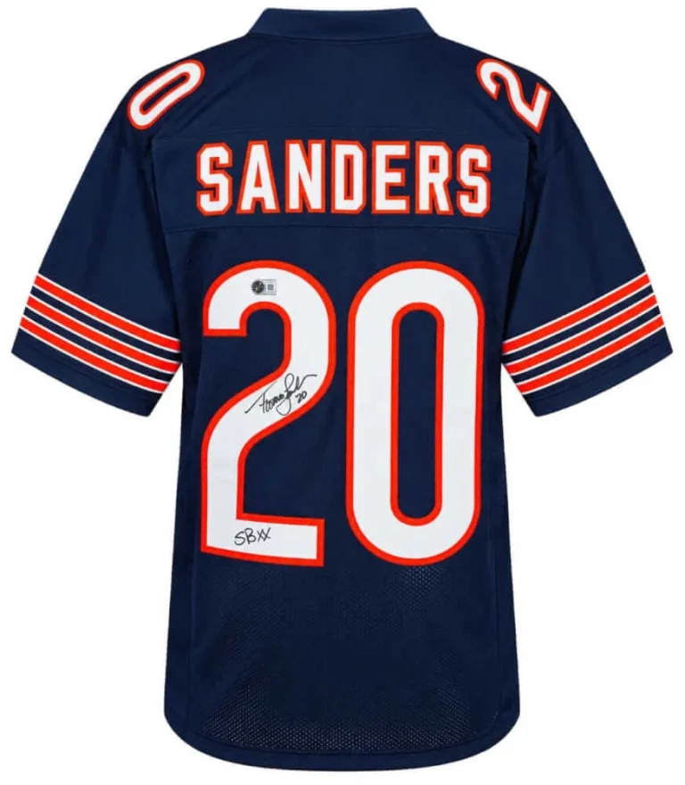Thomas Sanders (BEARS) Signed Navy Custom Football Jersey w/SB XX - (BECKETT ...