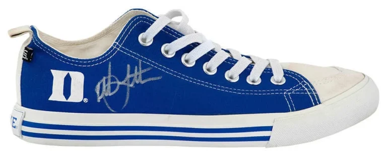 Christian Laettner Signed Duke SKICKS White & Blue Shoe - (Left Foot) - (SS COA)