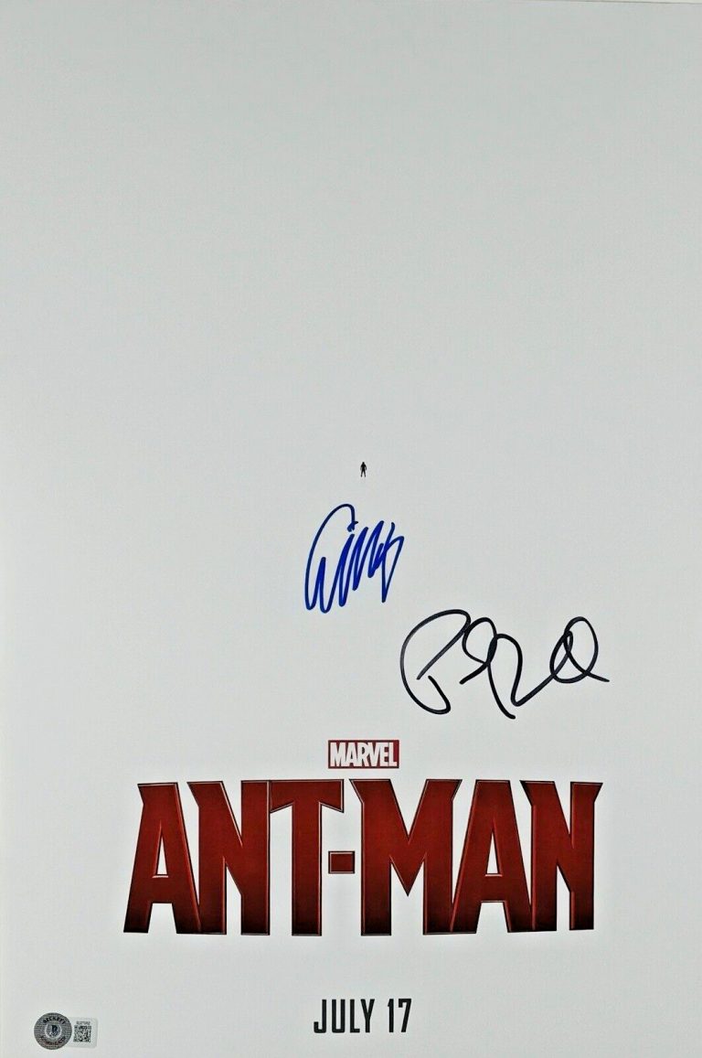 Paul Rudd & Evangeline Lilly Signed Ant-Man Movie Poster 12x18 Autograph BAS COA