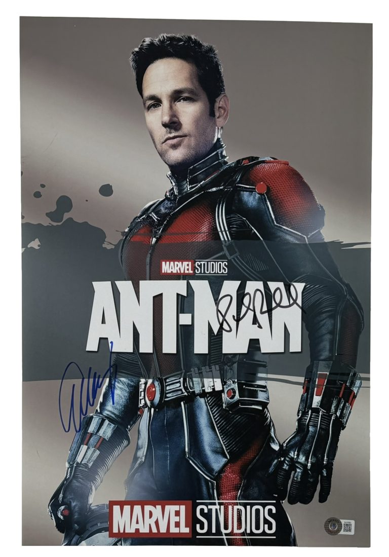 Paul Rudd & Evangeline Lilly Signed Ant-Man Movie Poster 12x18 Autograph BAS COA