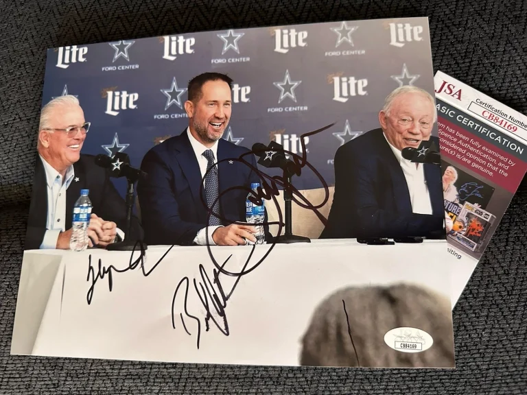 Jerry Stephen Jones Brian Schottenheimer Signed 8X10 Photo JSA Authenticated COA
