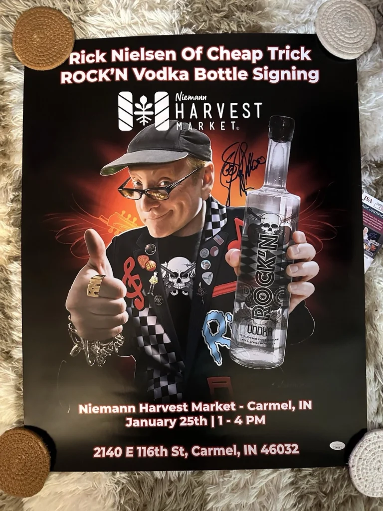 Rick Nielsen Signed Cheap Trick Poster 22 X 28 JSA Authenticated COA Vodka Rare