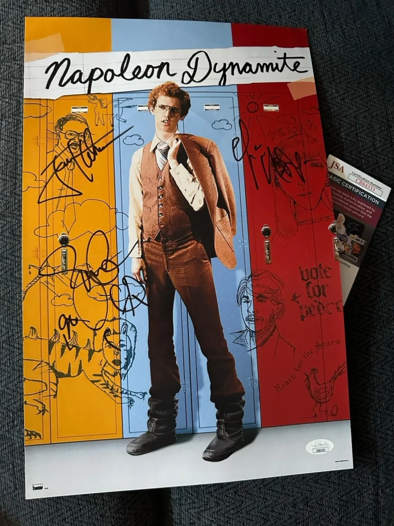 Jon Gries Jon Heder Efren Ramirez Signed Poster 11 X17 JSA COA Napoleon Dynamite