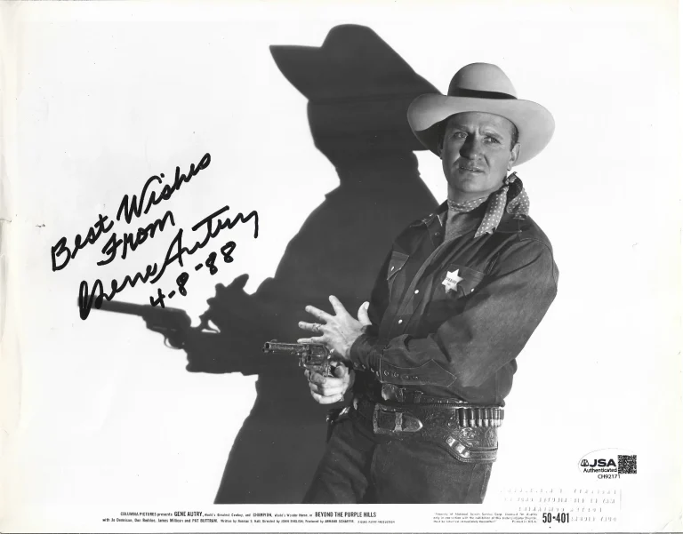 Gene Autry SIGNED 1950 Beyond The Purple Hills Promo Photo JSA COA Autographed