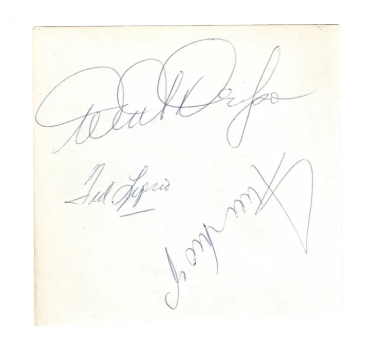 Willie Mays, Walt Dropo, Ted Lepcio REAL SIGNED 5.25x5.25