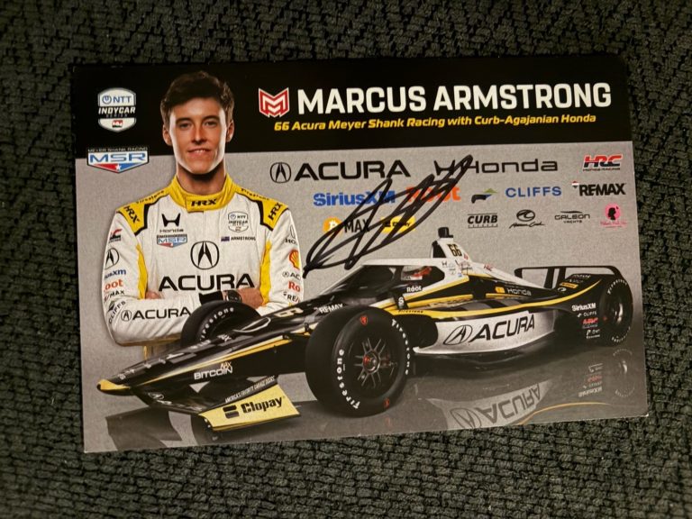 Marcus Armstrong 2026 Indy 500 Signed Car Promo Hero Card Indianapolis Version