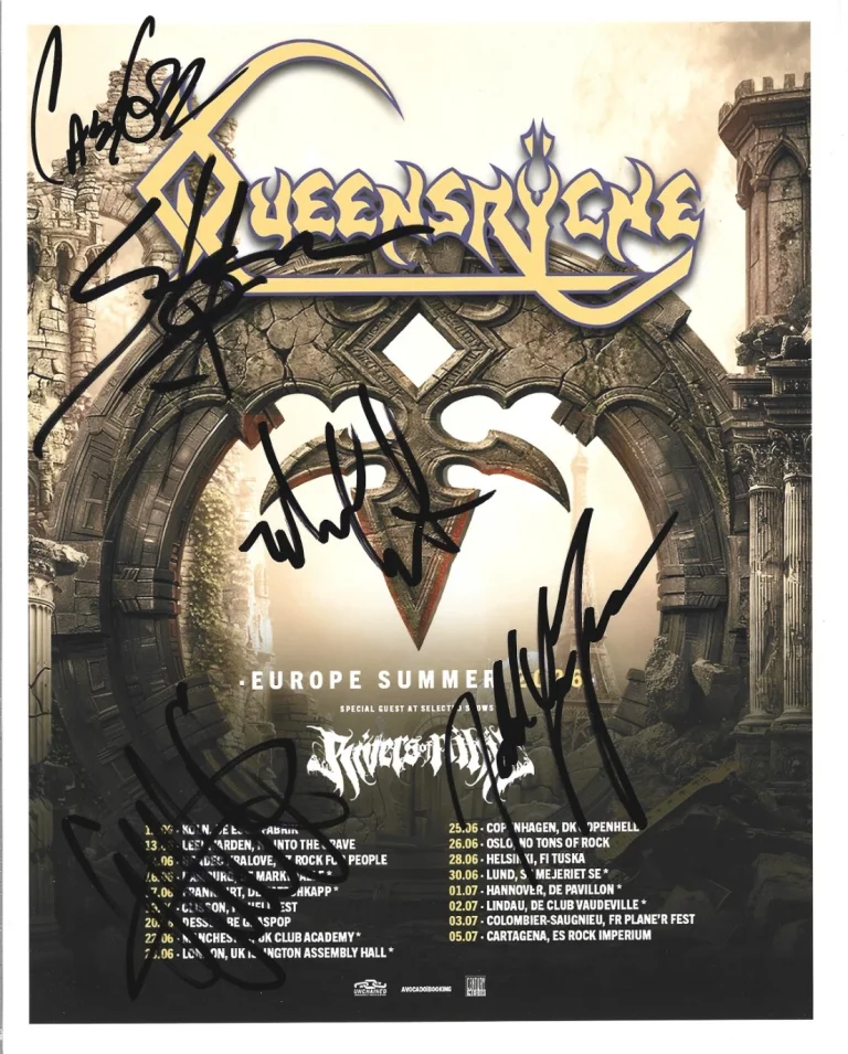 Queensryche REAL hand SIGNED Photo #2 COA Autographed by Michael Eddie +3