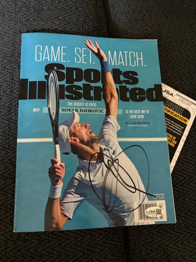 Novak Djokovic Signed Sports Illustrated Magazine JSA Authentication COA 2024
