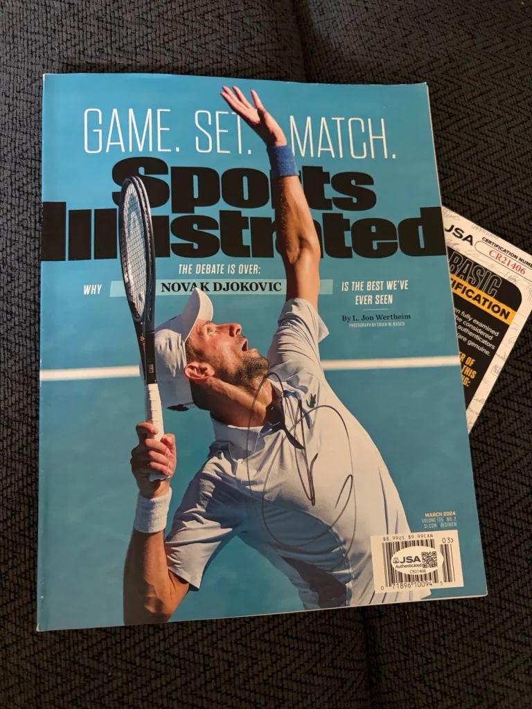 Novak Djokovic Signed Sports Illustrated Magazine JSA Authentication COA 2024