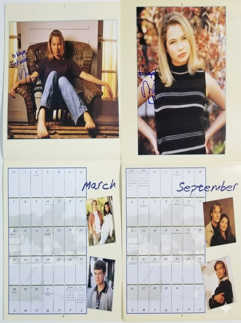 Michelle Williams TWICE hand SIGNED 1999 Dawson's Creek 16-Month Calendar COA