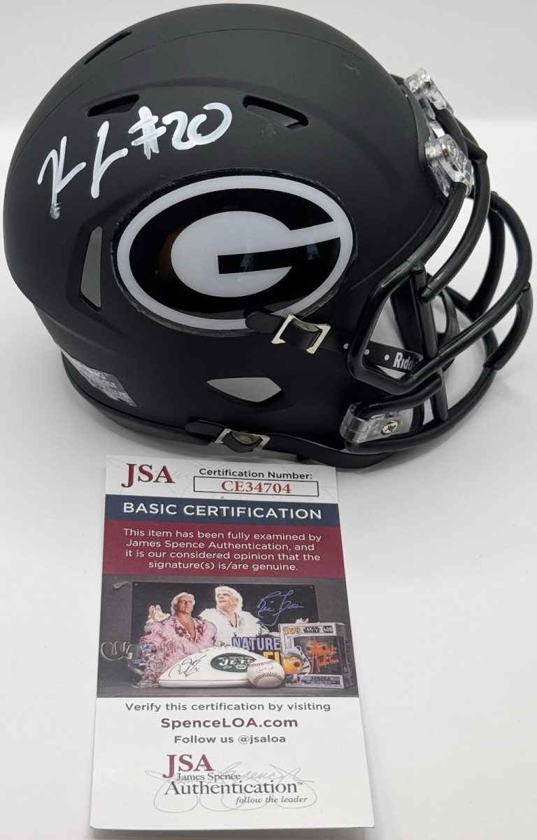 Kaleb Johnson Signed Autographed Green Bay Packers Blackout Helmet JSA COA