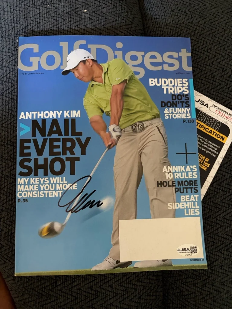 Anthony Kim Golf Digest Magazine Signed PGA Golf JSA Authentication COA