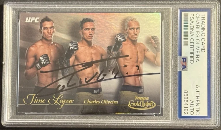 Charles Oliveira Signed Auto 2024 Topps Gold Label Time UFC Card PSA/DNA Slab