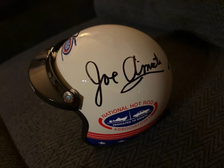 Smokin Joe Amato Signed Mini Helmet 75th Anniversary NHRA 2026 Retro Open Faced