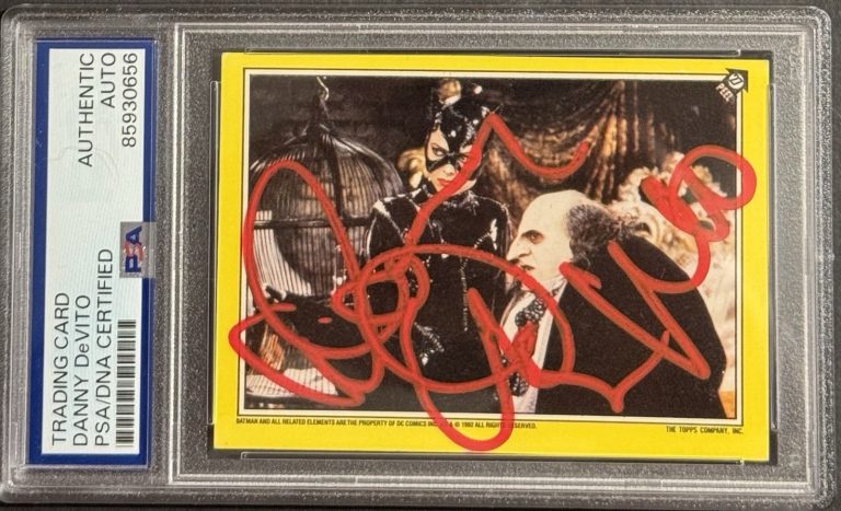 Danny Devito Signed 1992 Topps Batman Returns Sticker Trading Card PSA/DNA Slab