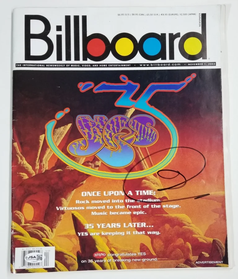 Jon Anderson of YES band hand SIGNED 2003 Billboard Magazine JSA COA Autographed