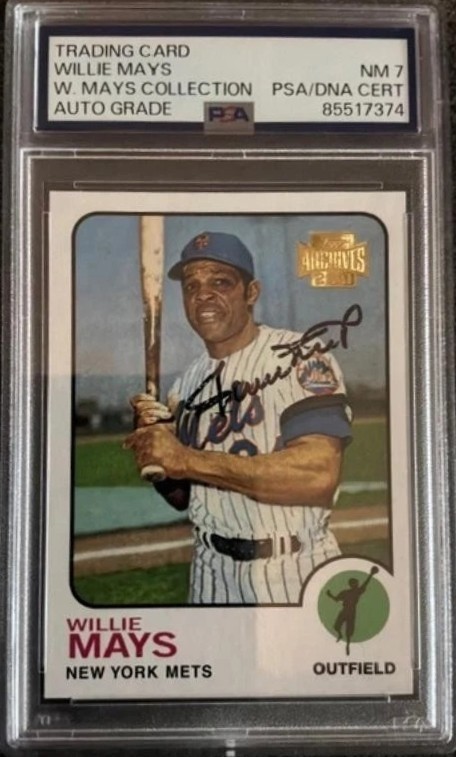 Willie Mays Signed Auto 2001 Topps Archives 305 Mays Collection PSA DNA NM 7