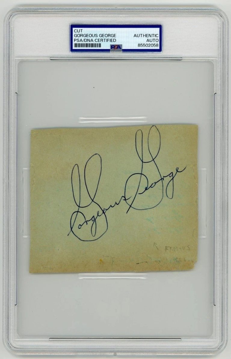 Gorgeous George Signed Auto 1956 Vintage 4x4.5 Album Page PSA DNA Encapsulated