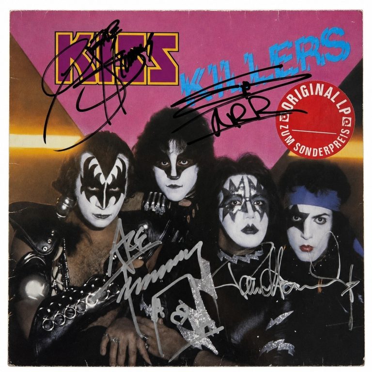 KISS Group Signed Auto Killers Album Eric Carr Rare Grad LOA