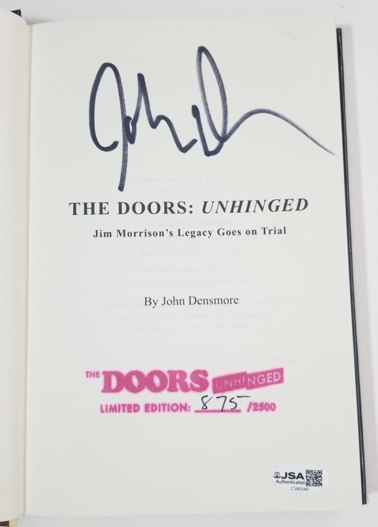 John Densmore hand SIGNED The Doors Unhinged Ltd Ed 875/2500 HC Book #3 JSA COA
