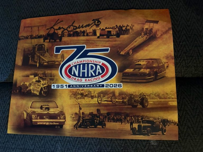 Kenny Bernstein 2026 NHRA Signed 75th Anniv Post Promo Hero Card Bent Corner