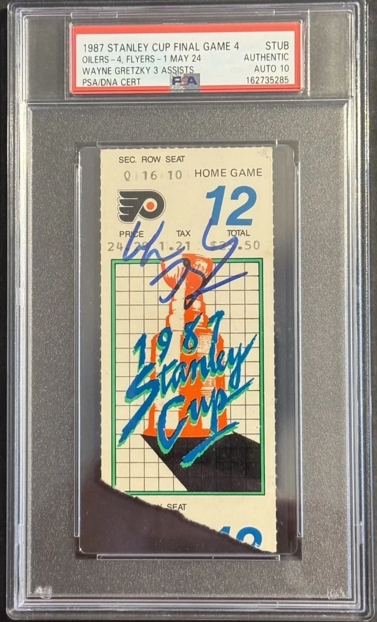 Wayne Gretzky Signed 1987 Stanley Cup Game 4 Ticket Gem 10 Auto PSA/DNA Slabbed