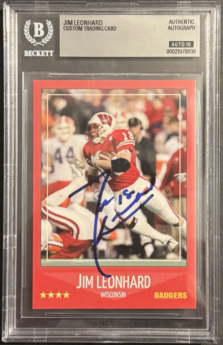 Jim Leonhard Signed Autographed Wisconsin Badgers Custom Trading Card Beckett