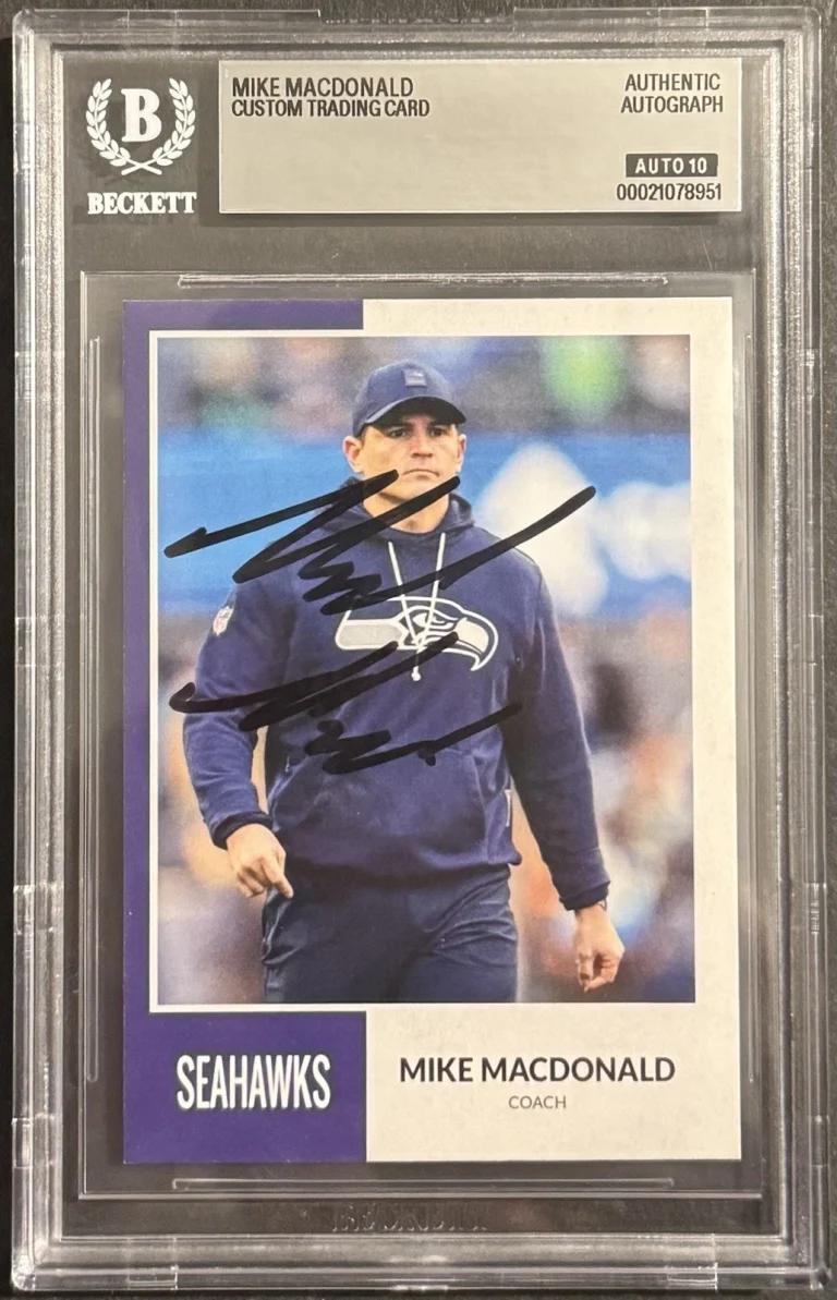 Mike Macdonald Signed Autographed Seattle Seahawks Custom Trading Card Beckett