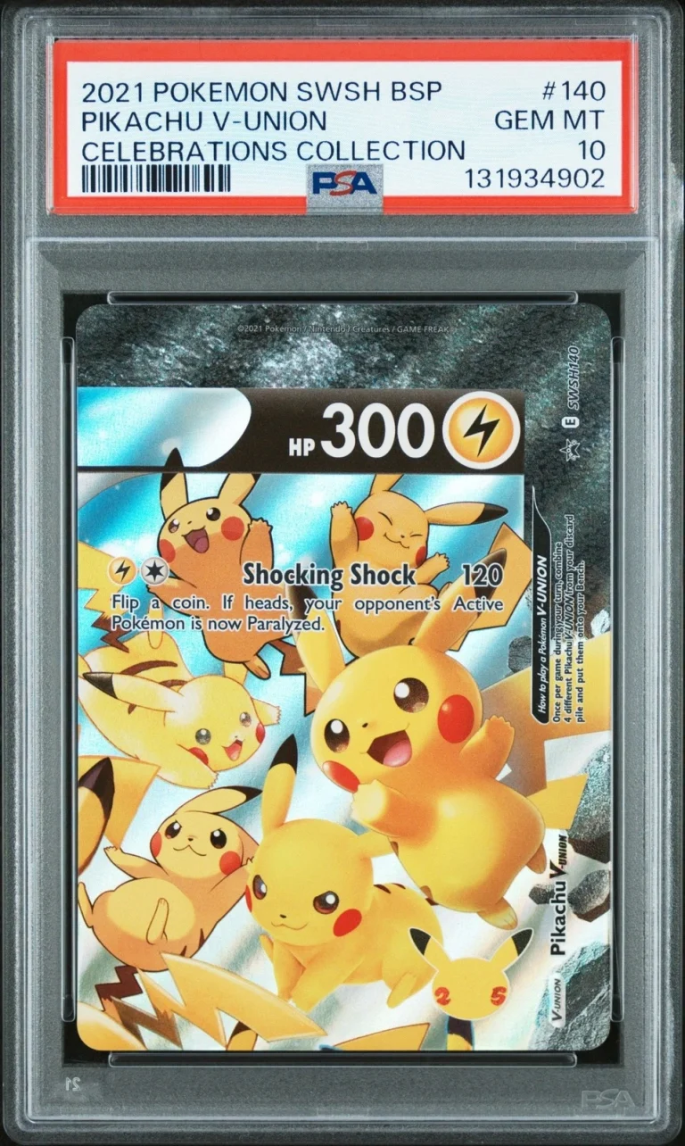 Graded 2021 Pokemon SWSH BSP Pikachu V-Union #140 Celebrations Card PSA 10