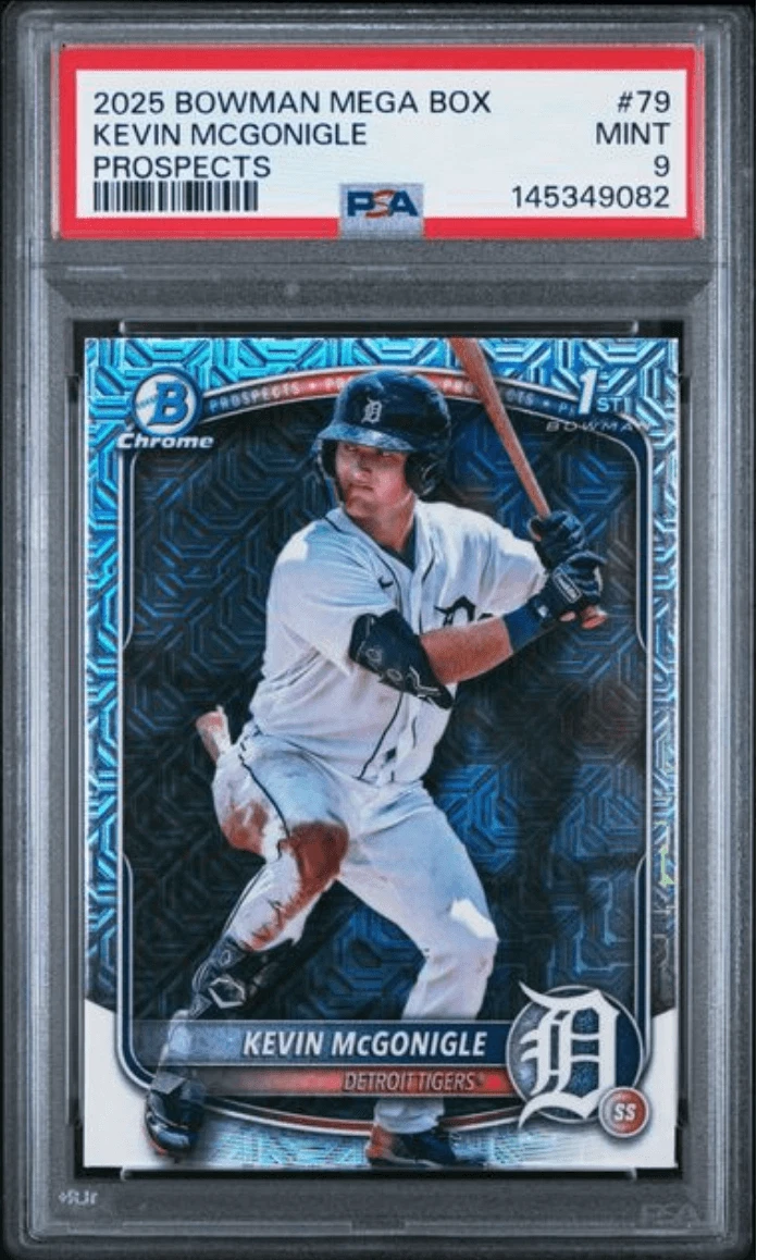 Graded 2025 Bowman Chrome M/B Kevin McGonigle #79 Prospects Card PSA 9