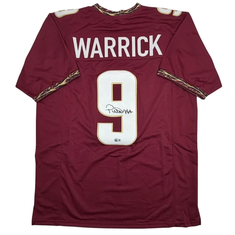 Autographed/Signed Peter Warrick Florida State FSU Maroon Jersey Beckett BAS COA