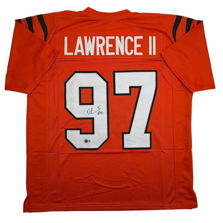 Autographed/Signed Dexter Lawrence II Cincinnati Orange Jersey Beckett BAS COA