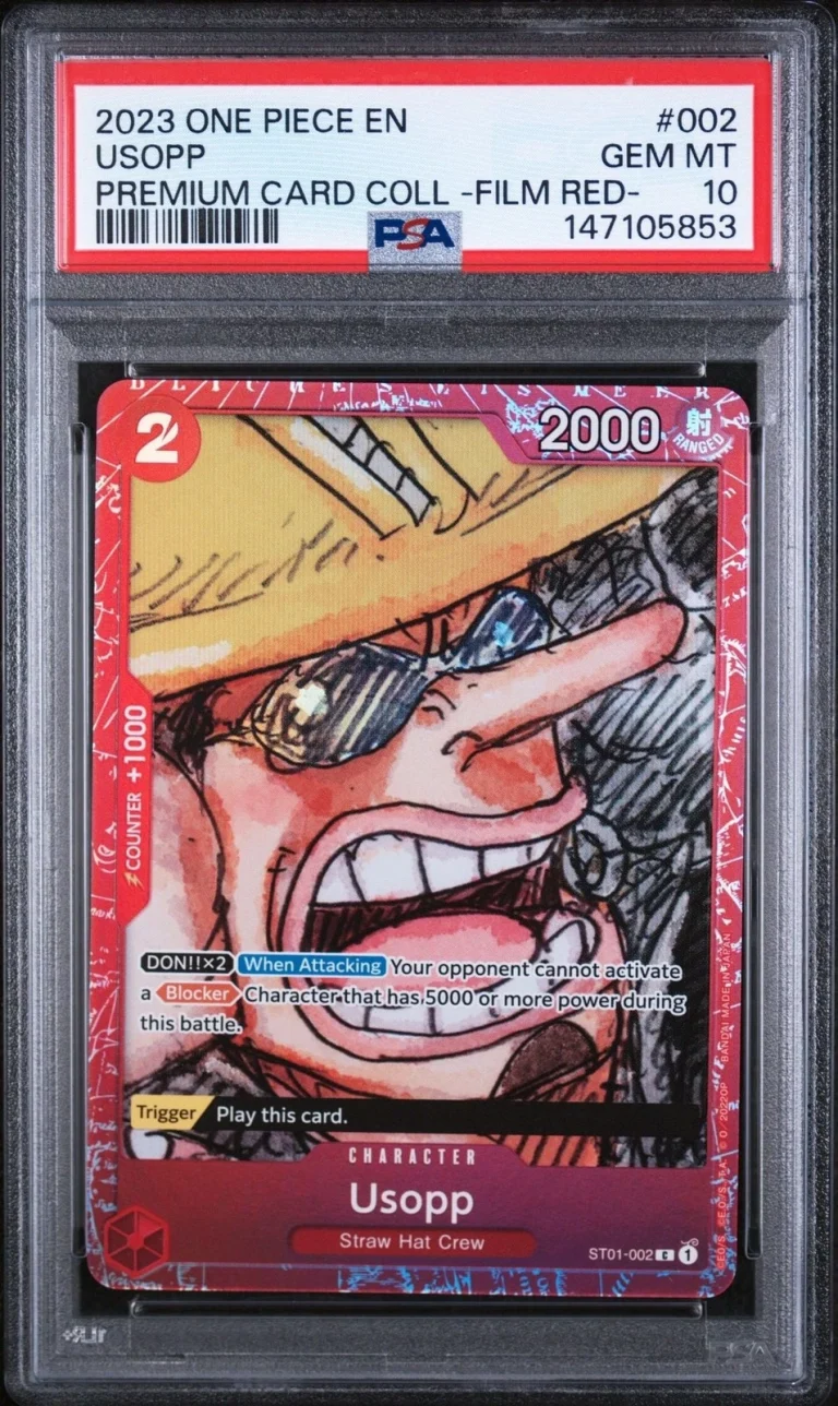 Graded 2023 One Piece Usopp #002 Premium Film Red Card PSA 10 Gem Mint