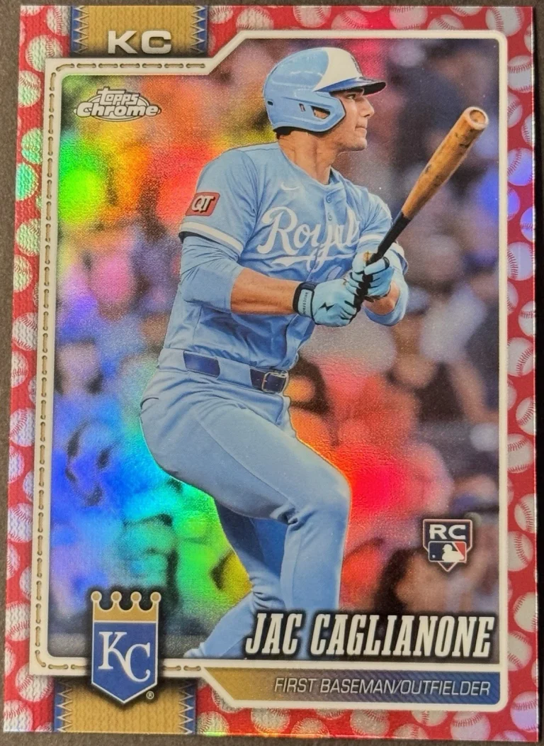 2026 Topps Chrome Jac Caglianone RC #131 Baseball Red Seams Refractor KC Royals