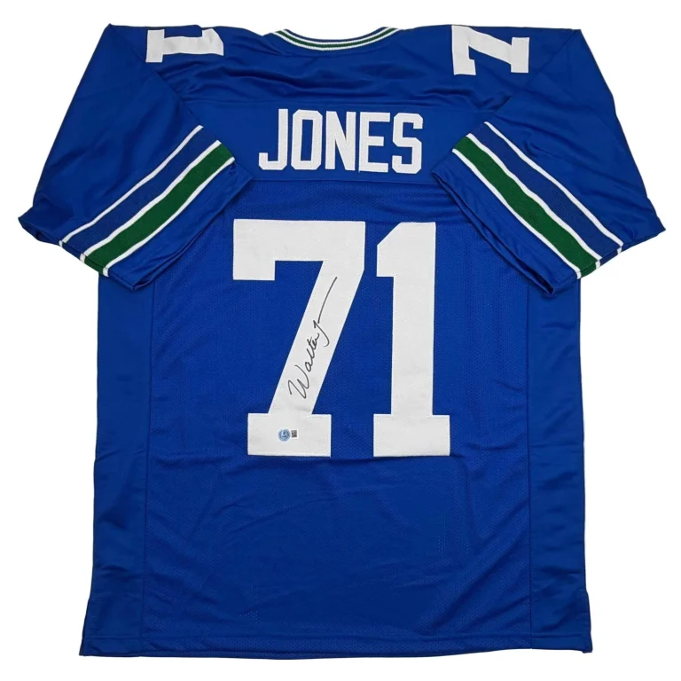 Autographed/Signed WALTER JONES HOF 14 Blue Football Jersey JSA COA Auto
