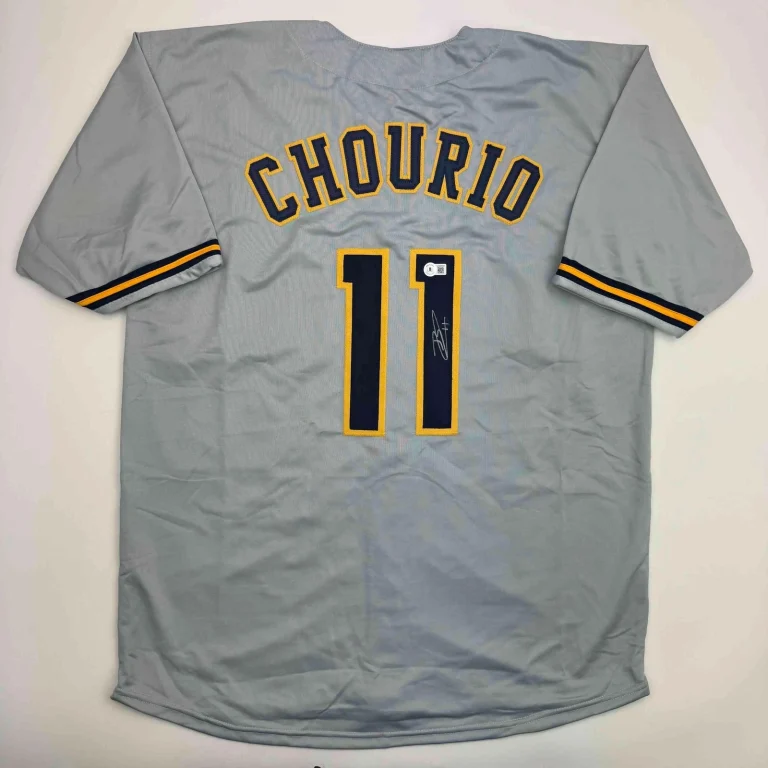 Autographed/Signed Jackson Chourio Milwaukee Grey Jersey Beckett COA