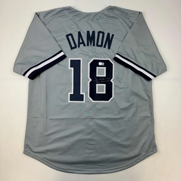 Autographed/Signed Johnny Damon New York Grey Jersey Beckett BAS COA